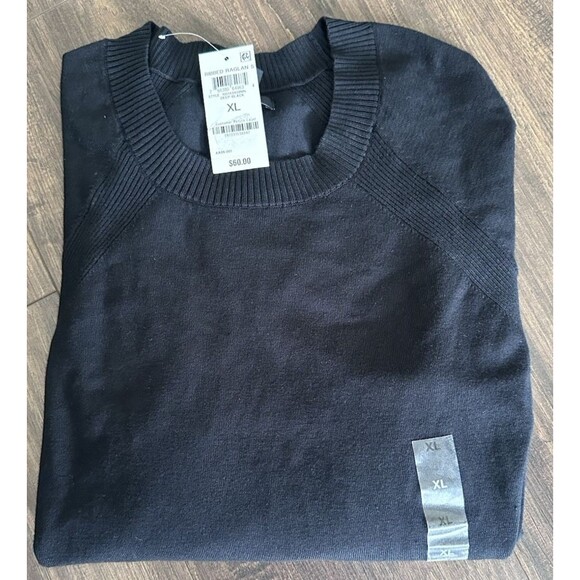 Alfani Men's Long Sleeves Ribbed Raglan Knit Sweater Pullover Top Deep Black XL - Picture 7 of 8